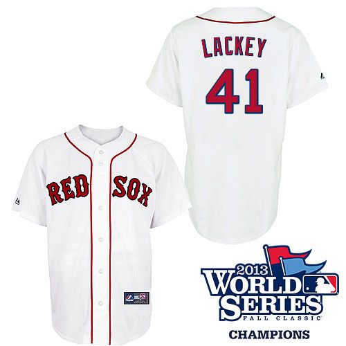 John Lackey #41 MLB Jersey-Boston Red Sox Men's Authentic 2013 World Series Champions Home White Baseball Jersey